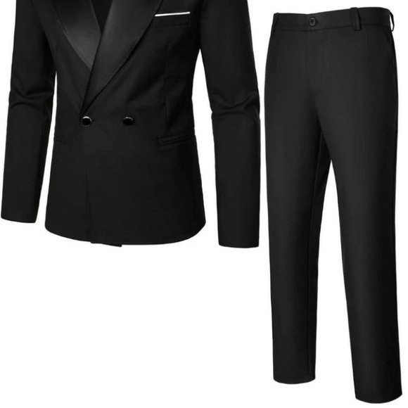 Black Mens Suit Blazer And Pants Set - Picture 3 of 6